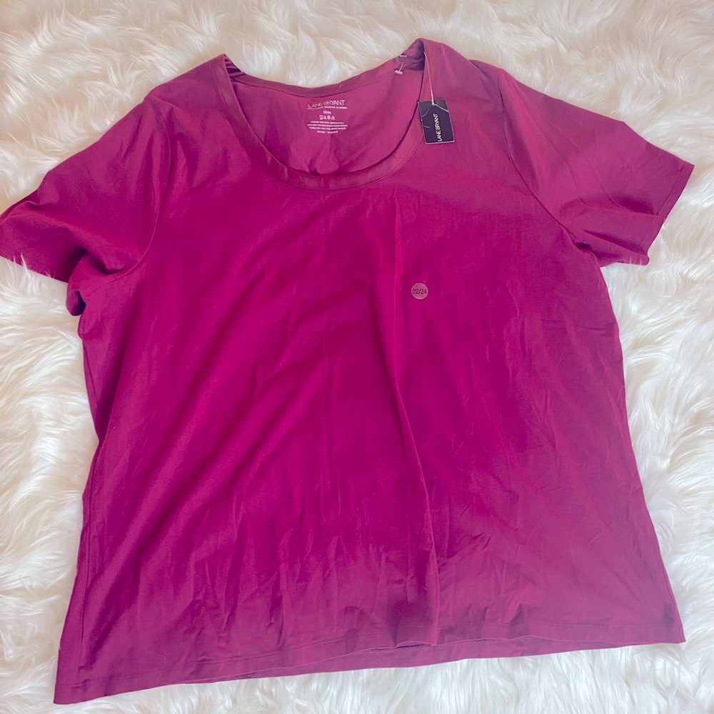 Lane Bryant Burgundy Lace Trimmed Tee Plus Size 22/24 New With Tags